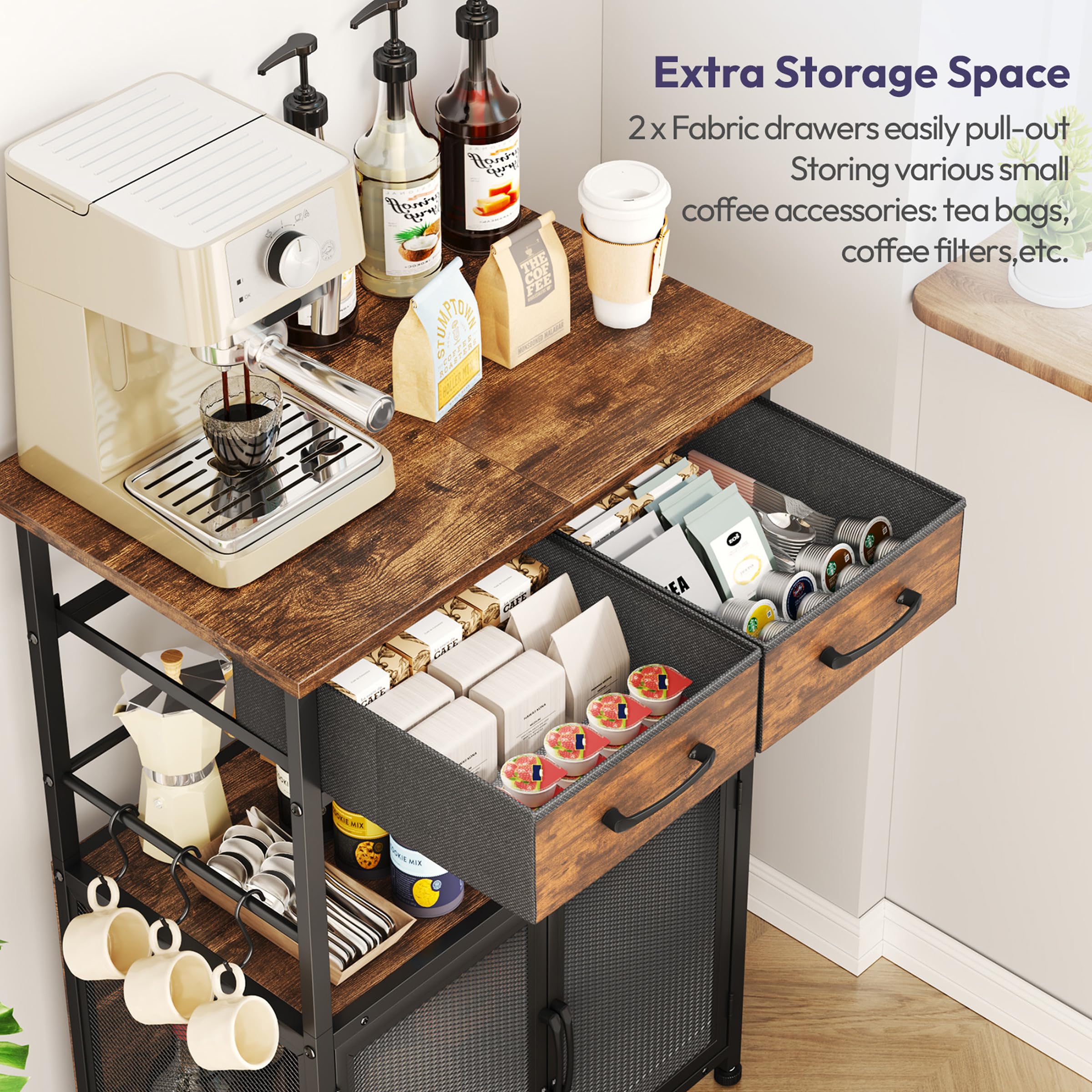 SWTYMIKI coffee bar cabinet assembly is quick with labeled parts.