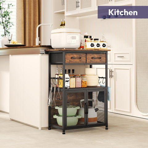 SWTYMIKI coffee bar cabinet countertop shows spacious 13.78-inch depth for appliances.