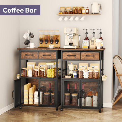 SWTYMIKI coffee bar cabinet drawers keep utensils organized for daily prep.