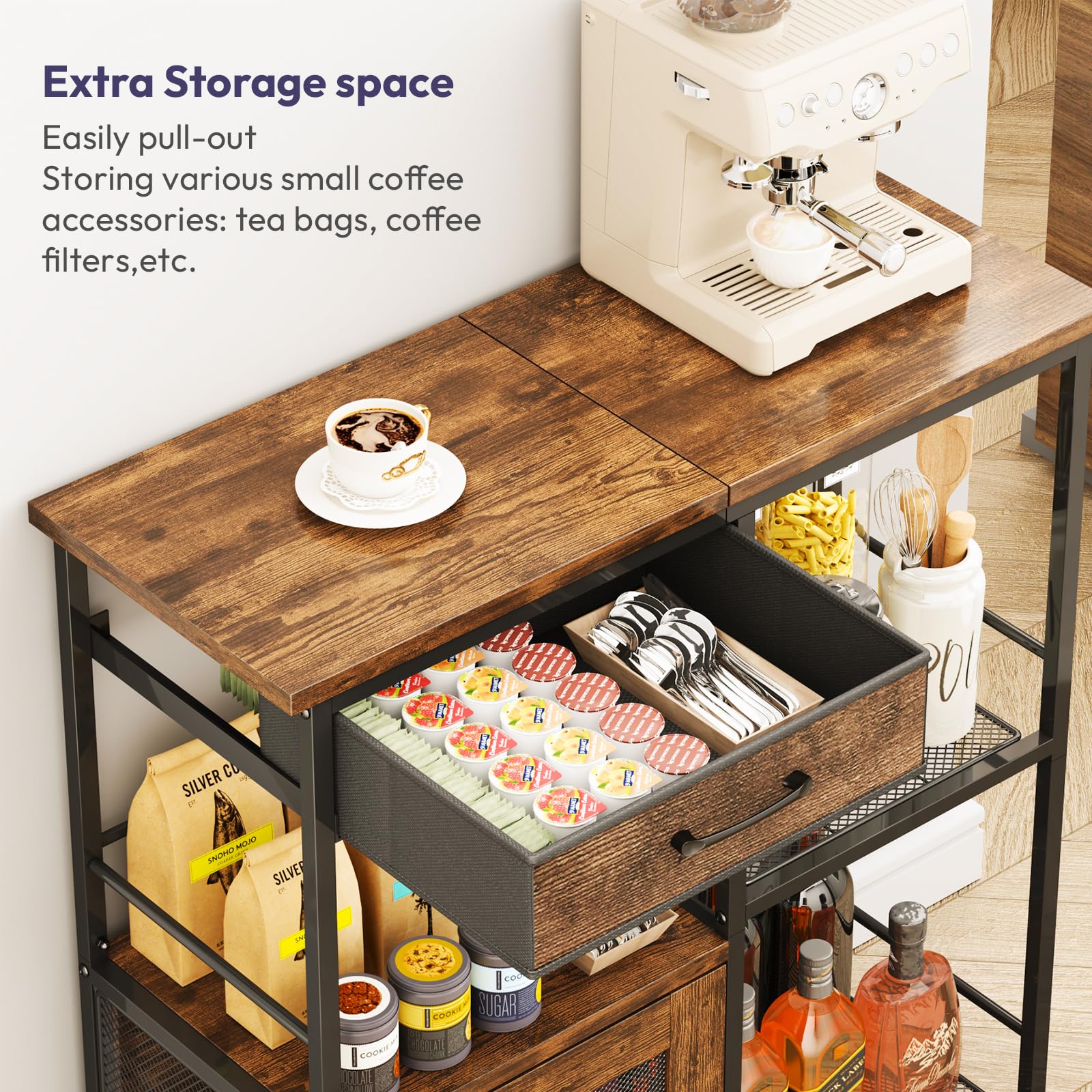 SWTYMIKI coffee bar cabinet fits small spaces as a kitchen corner