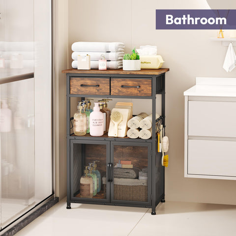 SWTYMIKI coffee bar cabinet microwave stand supports compact kitchen setups.