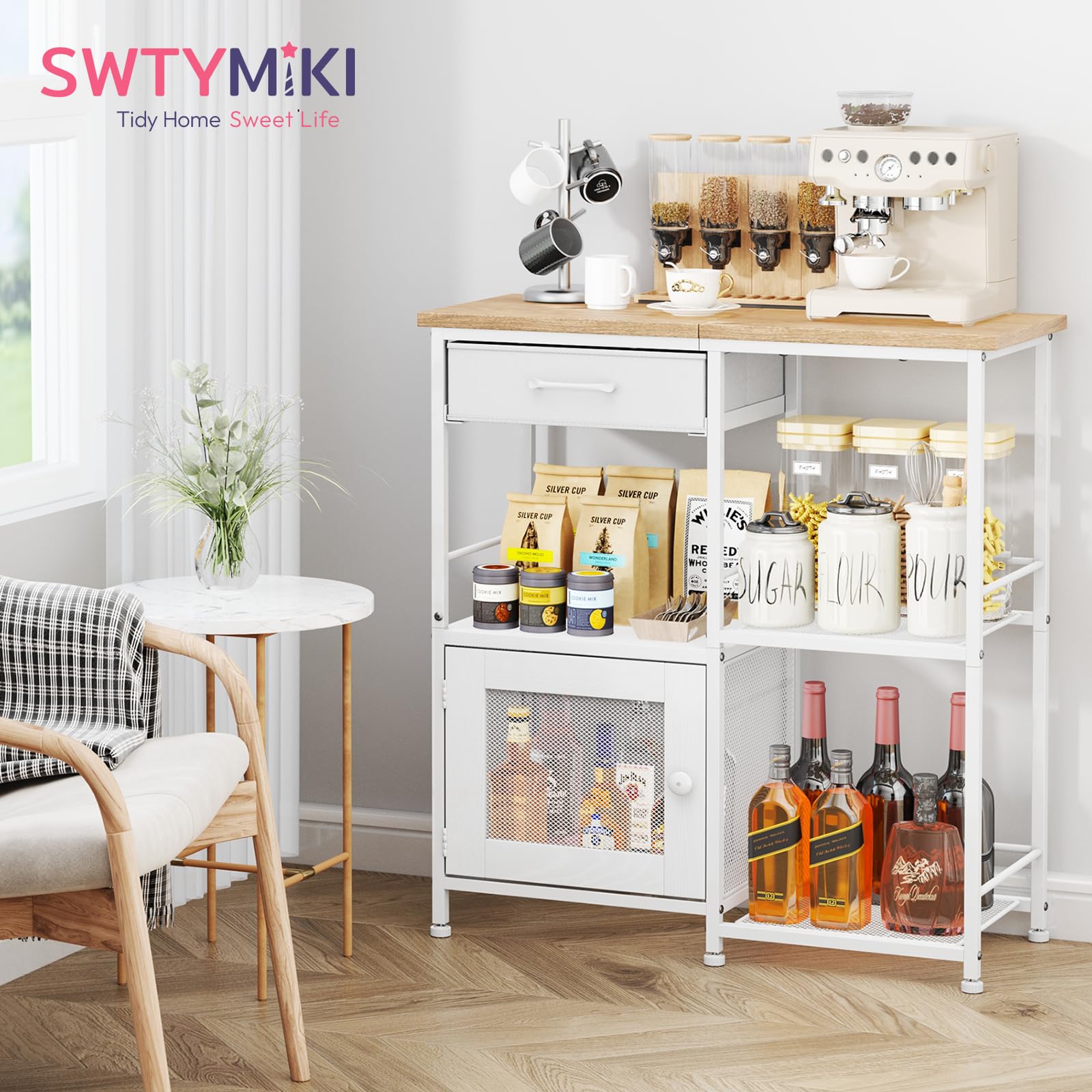 SWTYMIKI cabinet with clear door for quick view of stored items.