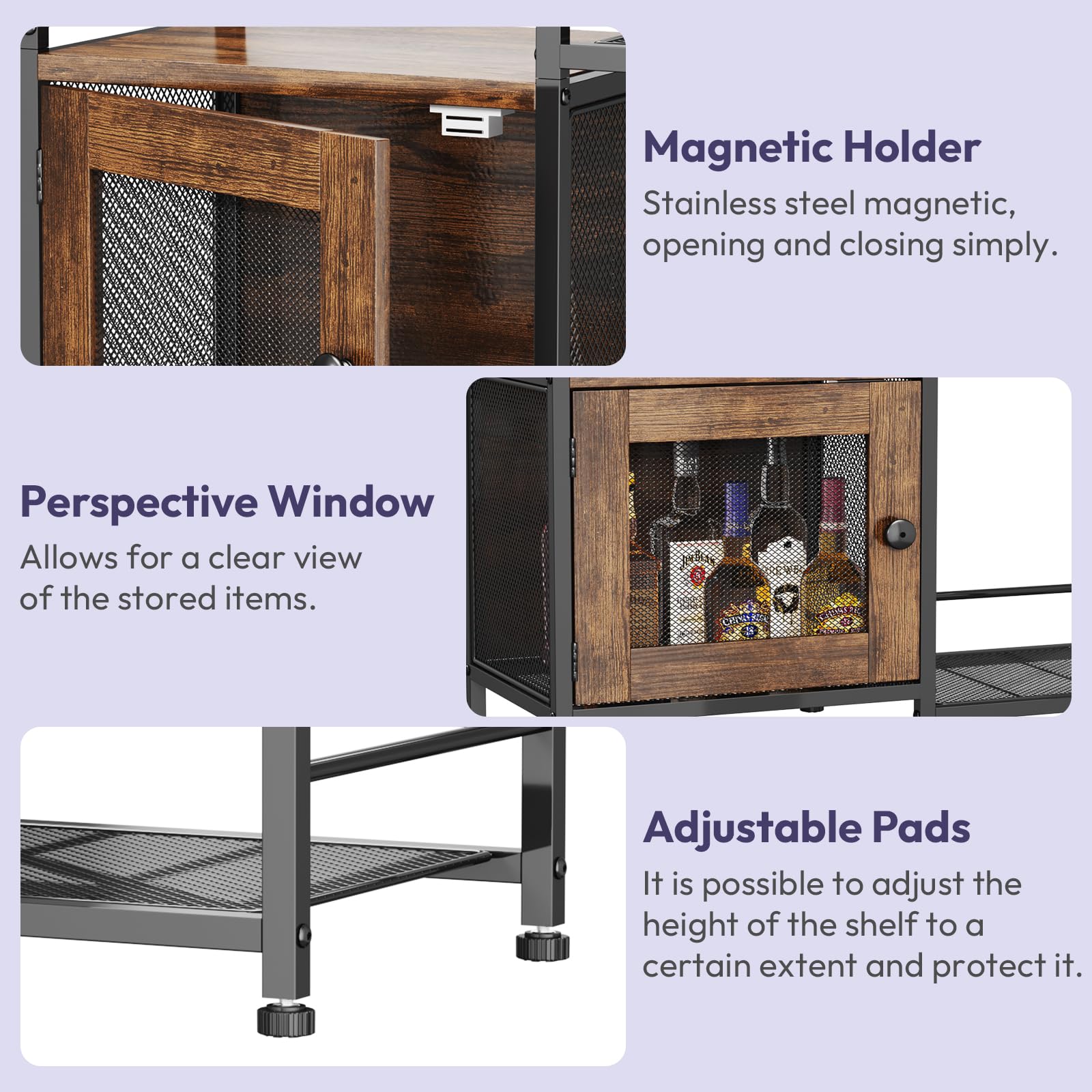 SWTYMIKI cabinet includes see-through doors for quick item viewing