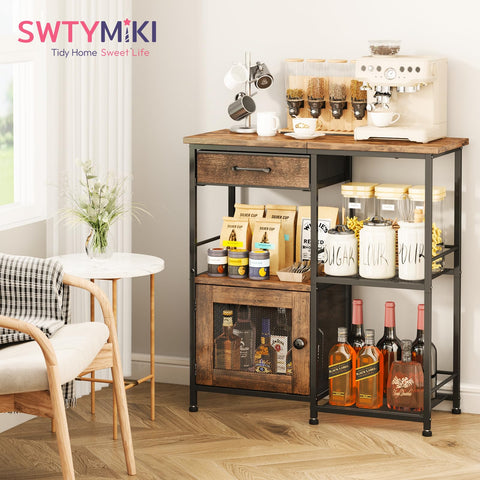 SWTYMIKI cabinet with hidden drawer for organized coffee beans and accessories