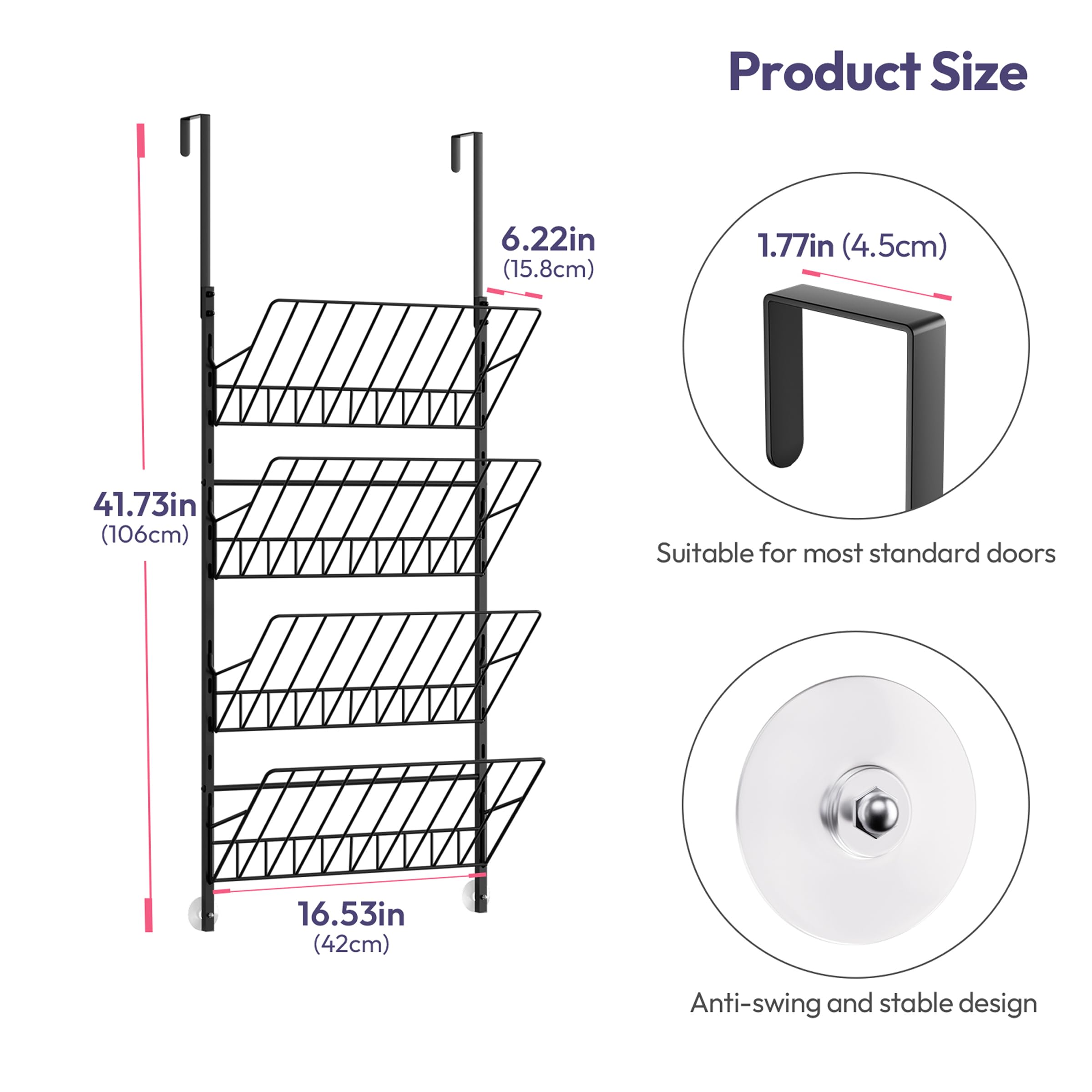 SWTYMIKI easy no-drill assembly with included hooks for quick setup.