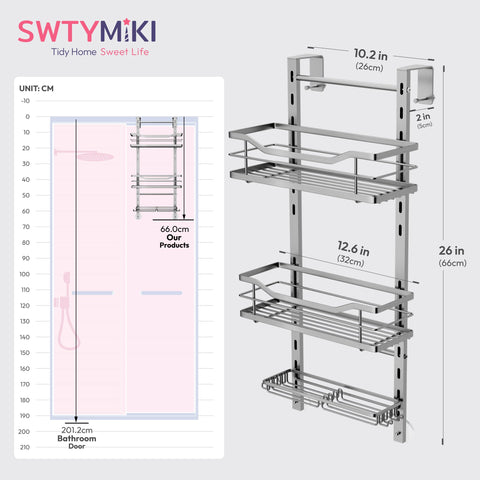 SWTYMIKI dimensions 12.6 x 4.7 x 26 inches fit standard doors.