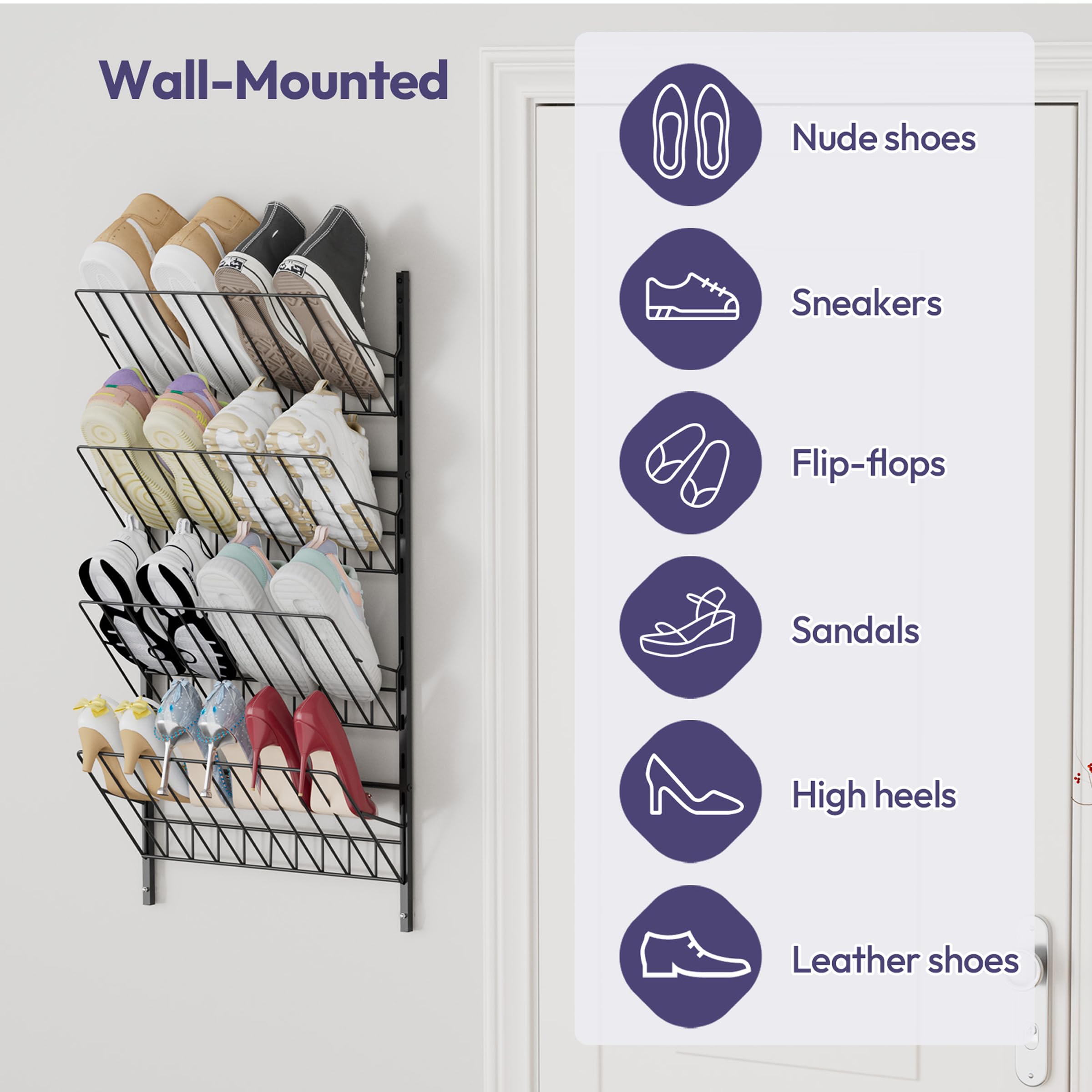 SWTYMIKI door-mount setup, side view showing wall-mount capability and sturdy frame.