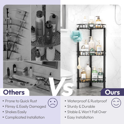 SWTYMIKI three-tier shelves with spacious shampoo bottles and body wash