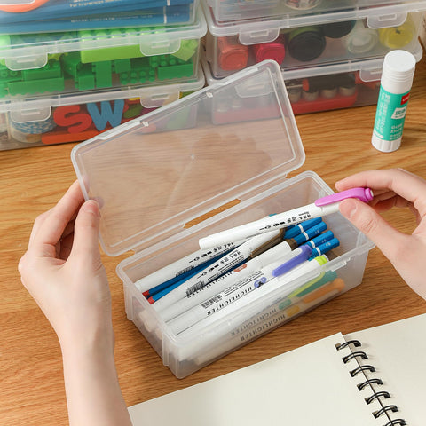 Swuj craft storage cases keep small parts organized and tangle-free on shelves