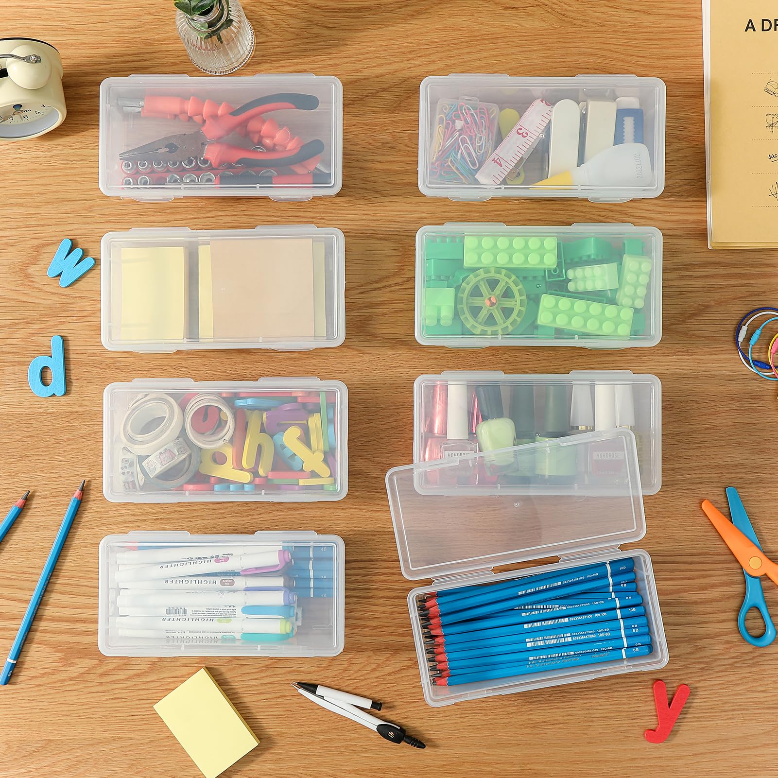 Swuj crystal-clear design provides instant visibility for desk essentials