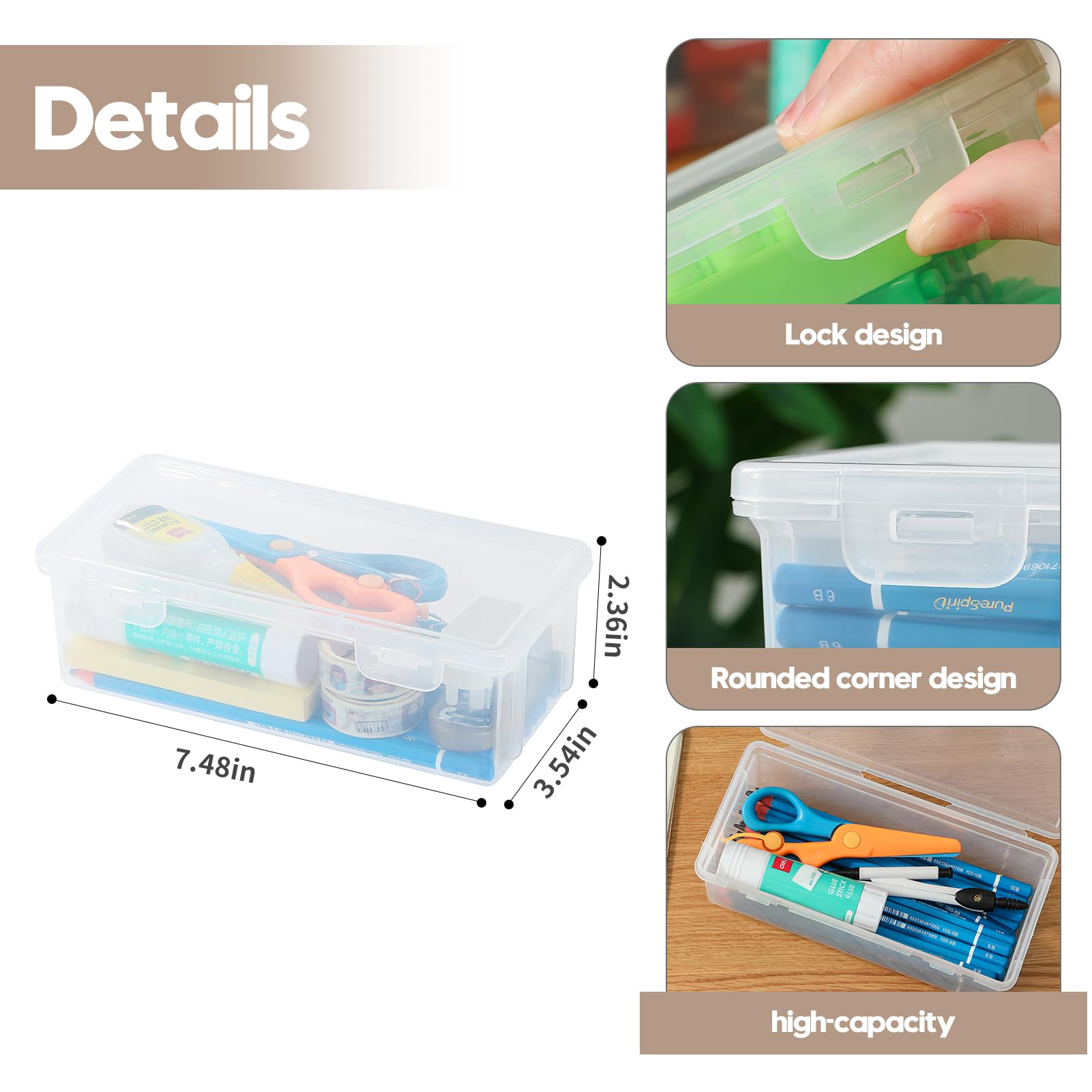 Swuj large rectangular pencil box offers ample space for markers and tools