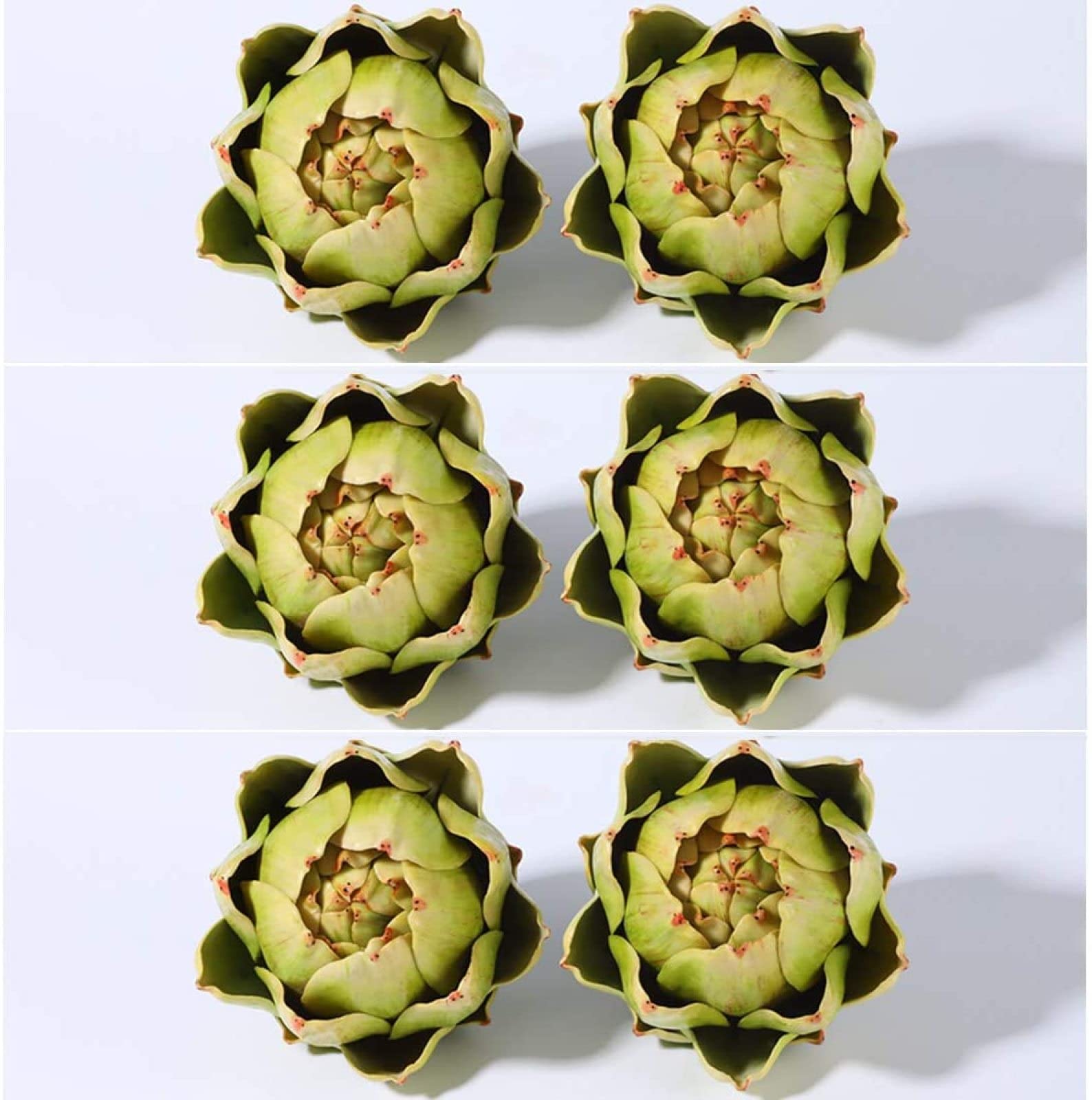 Sxowihz large green artichokes 6-pack in carton for home decor.