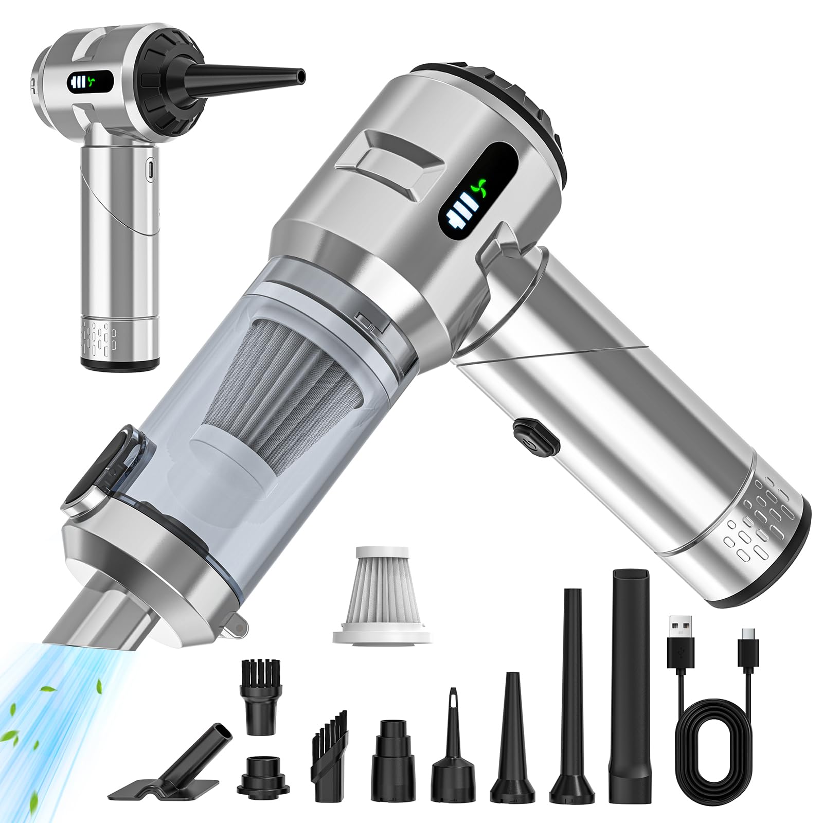 Sycoodeal car vacuum with strong suction for car interiors and tight spaces.