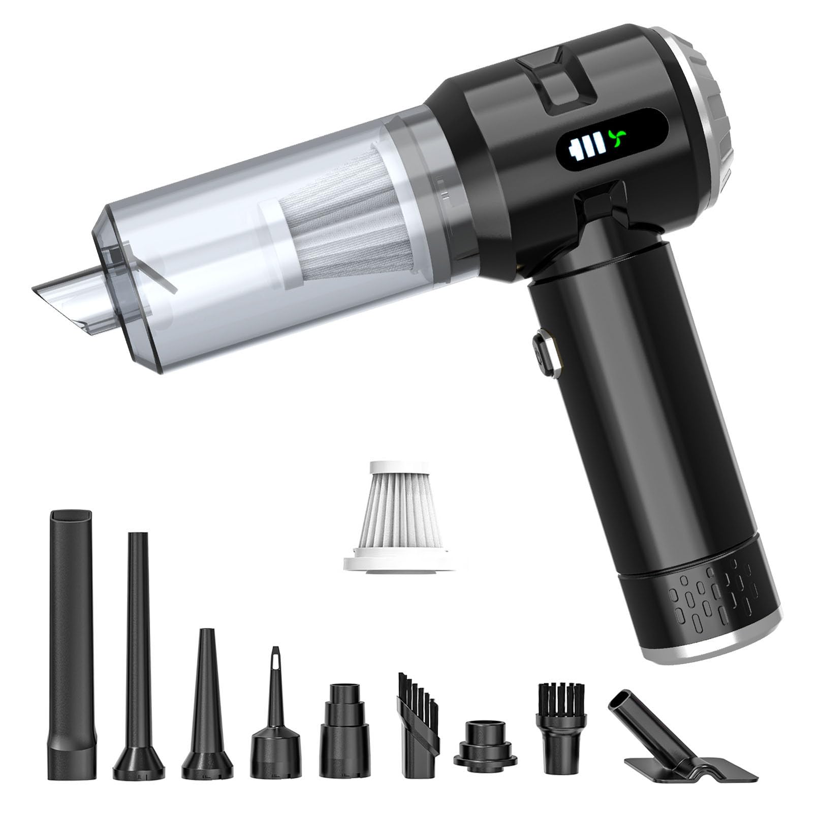 Sycoodeal handheld car vacuum silver with powerful suction for car interiors