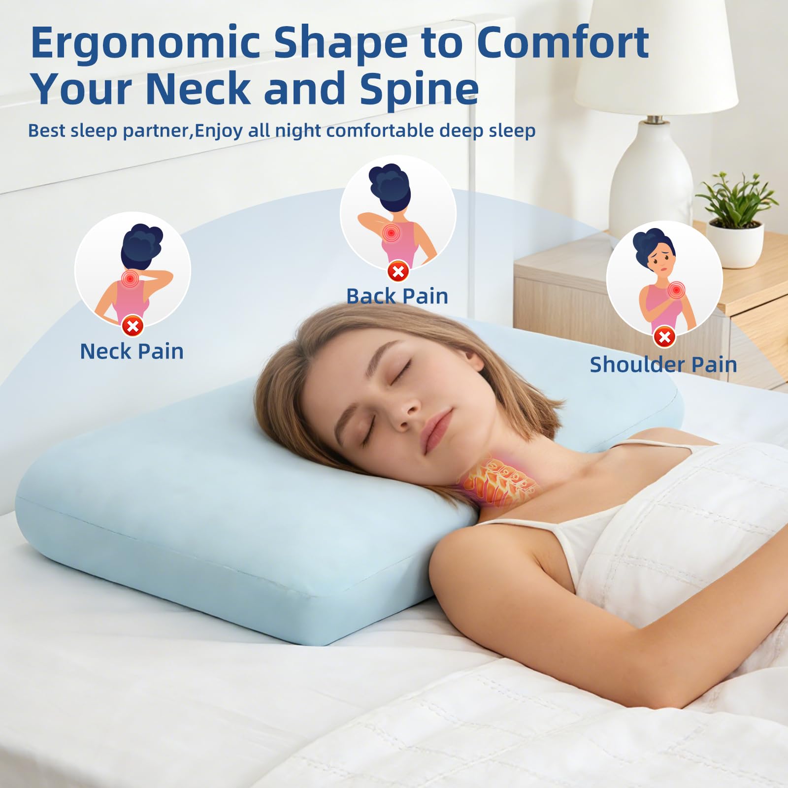 Sycoodeal high-density slow rebound foam adapts to head shape.