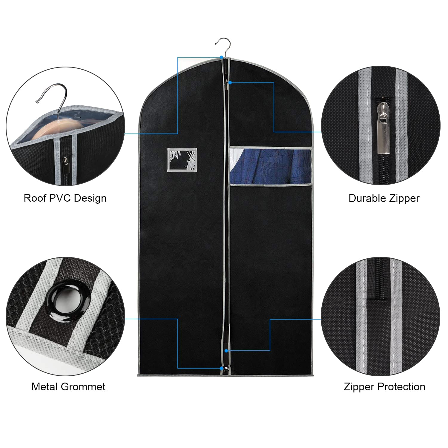 Syeeiex garment bag clear panel helps identify clothes at a glance.