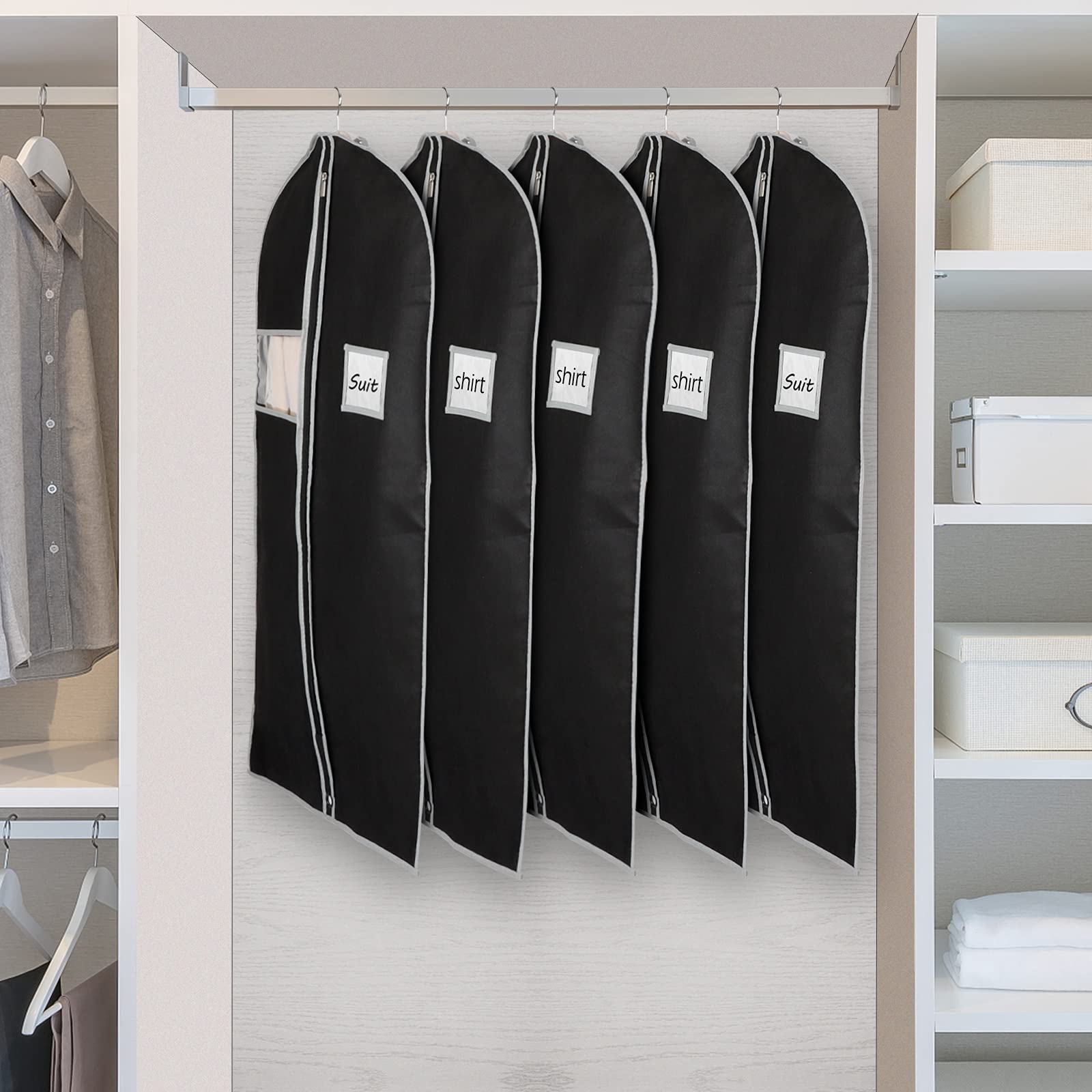 Syeeiex bags in closet promote tidy storage and easy access.