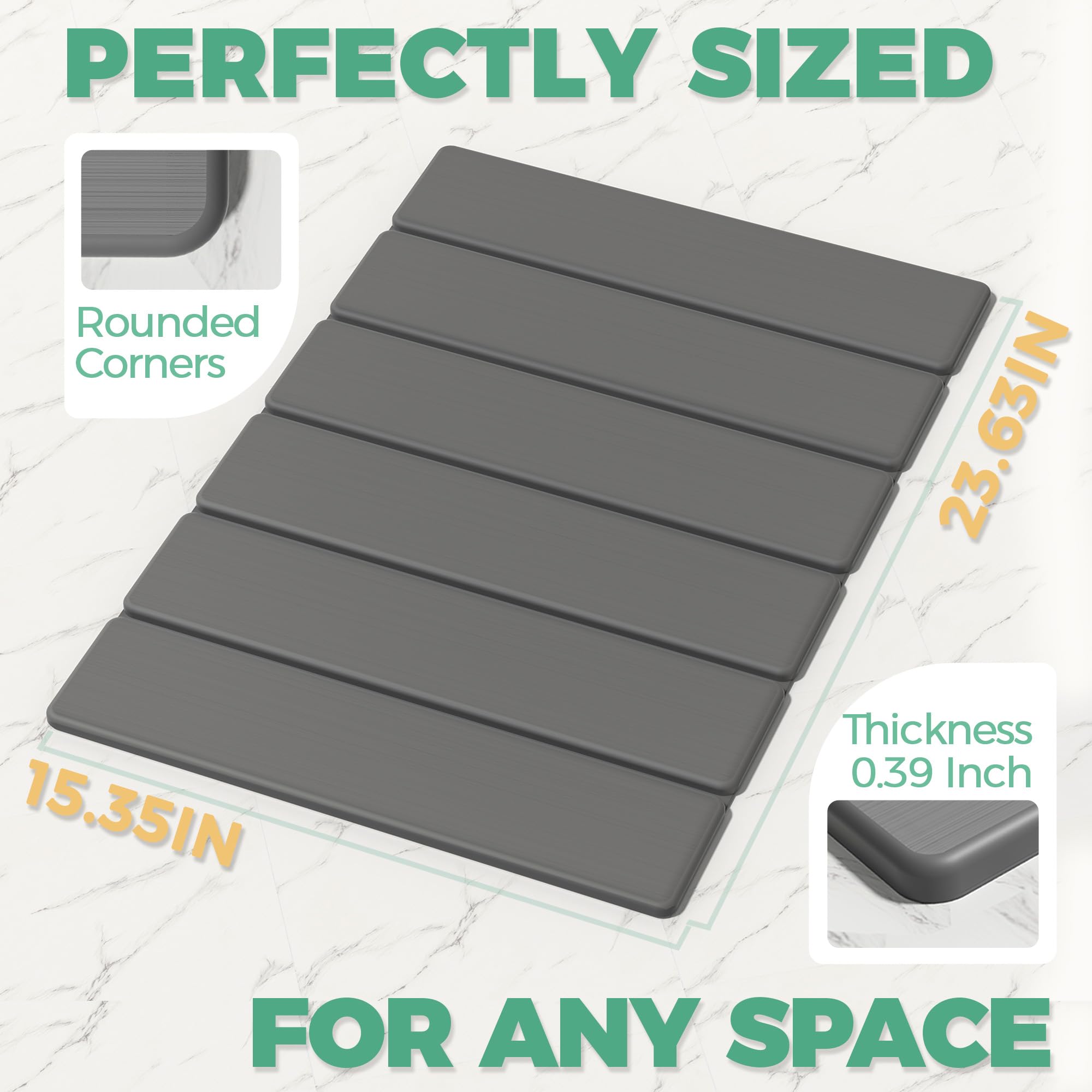 SYIPO stone bath mat diatomite absorbency delivers fast moisture uptake