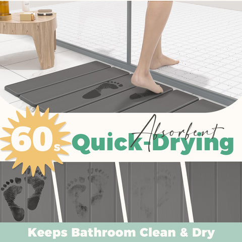 SYIPO stone bath mat rollable design stores compactly when not in use
