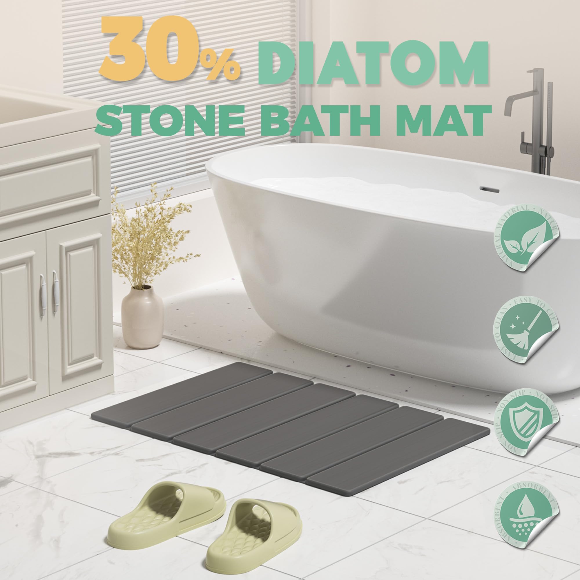 SYIPO stone bath mat sandpaper included for easy refresh
