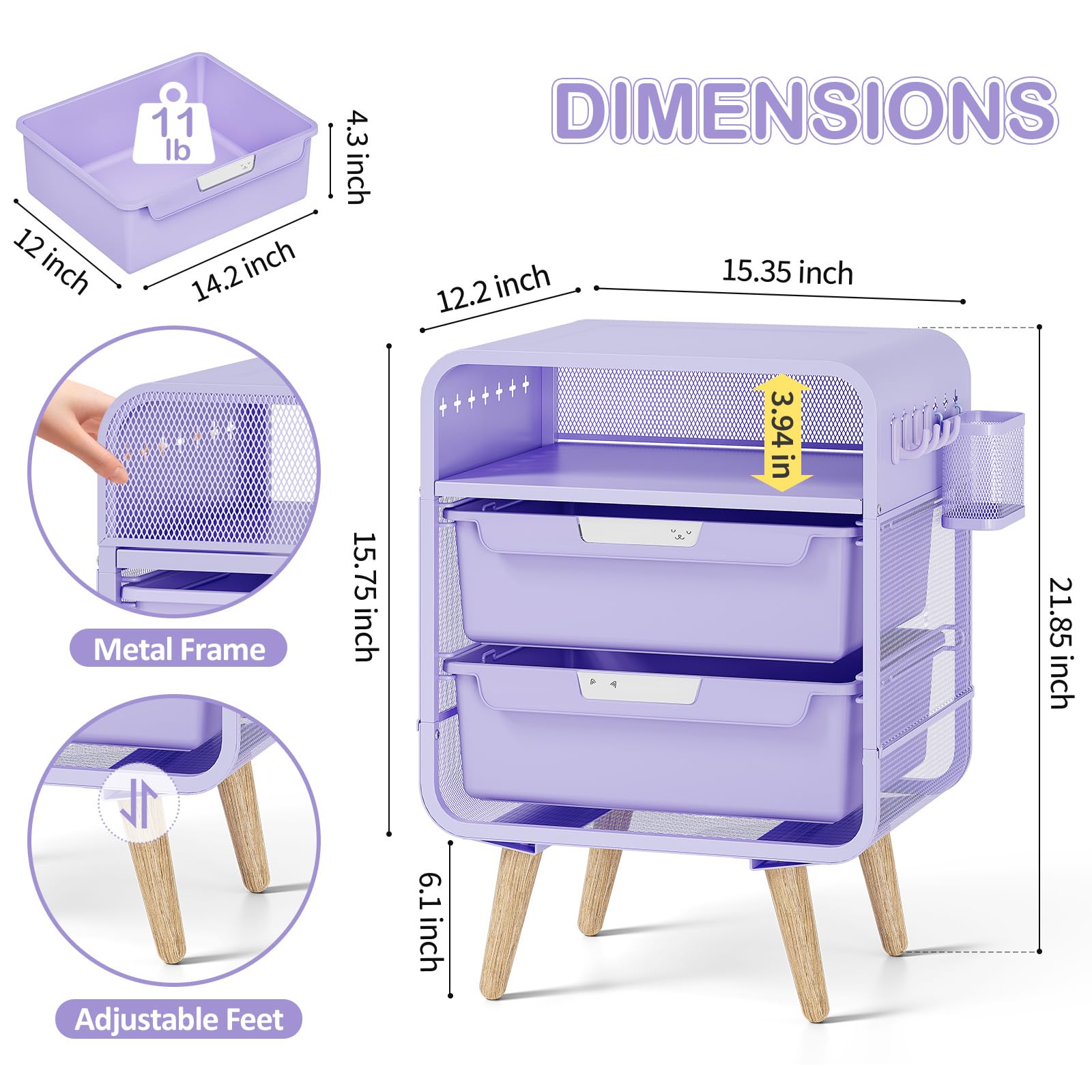 SYKIARIOL Gift-ready purple nightstand for girls' bedrooms