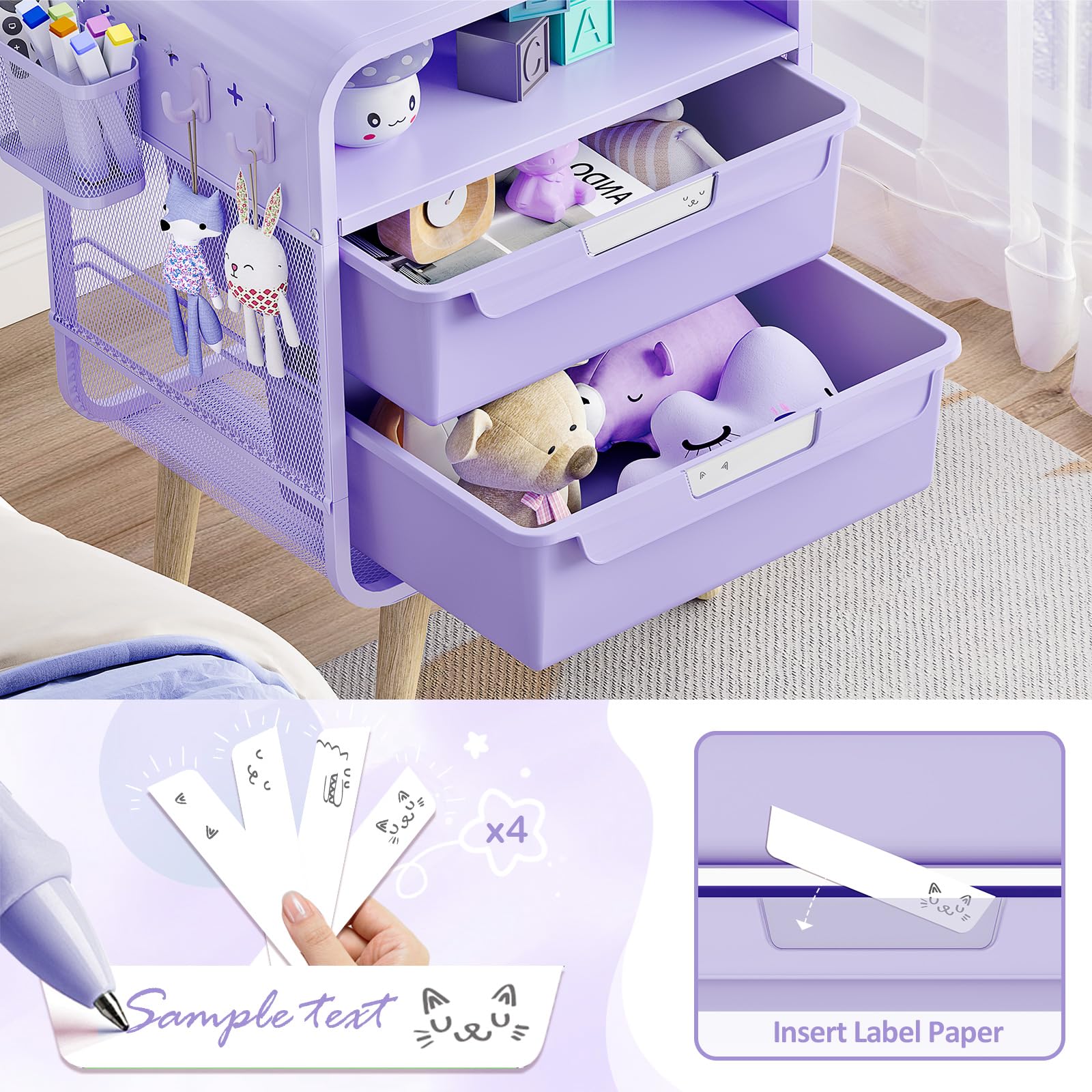 SYKIARIOL Purple nightstand enhancing a girls room decor