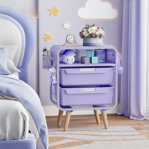 SYKIARIOL Nightstand front with label slots for drawer organization