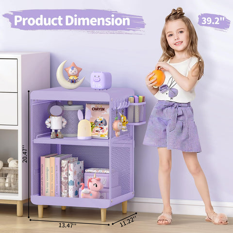 SYKIARIOL nightstand with side hooks keeps items within reach.
