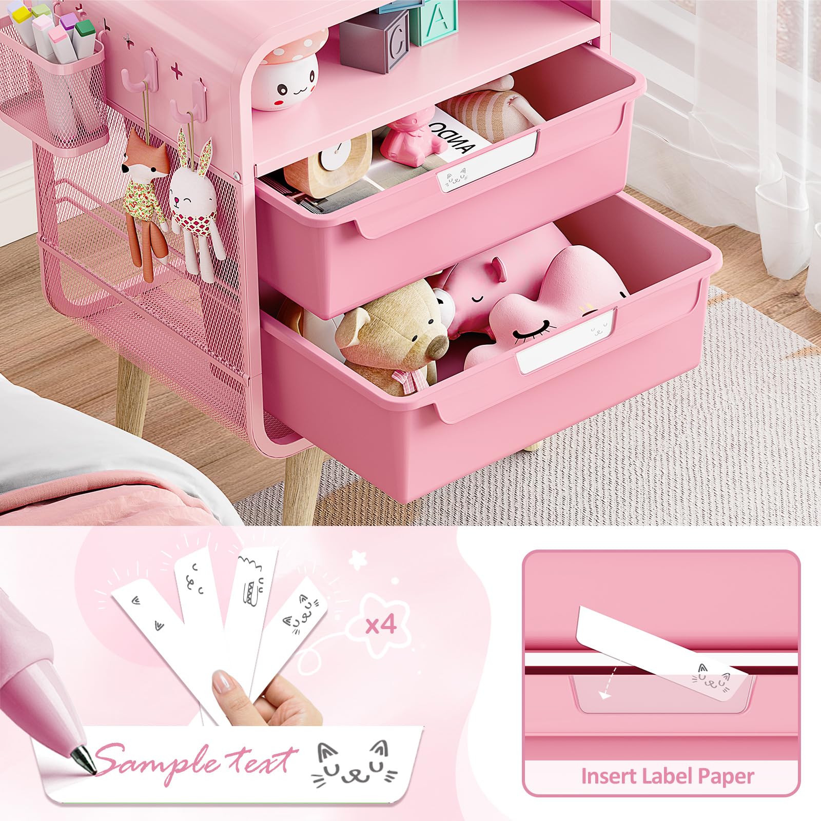 SYKIARIOL pink nightstand easy-assembly design for fast setup