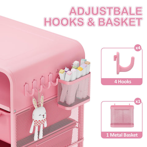 SYKIARIOL pink nightstand with sturdy metal legs for stable support