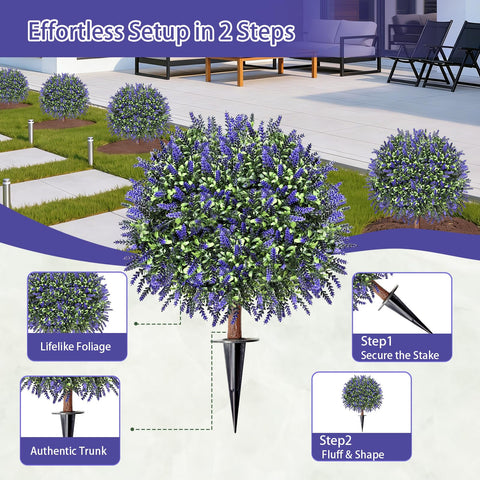 SylvanVerse artificial lavender topiary ball entryway decor safe for pets.