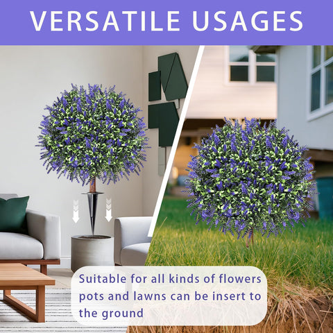 SylvanVerse artificial lavender topiary ball with ground spike eco-friendly option.