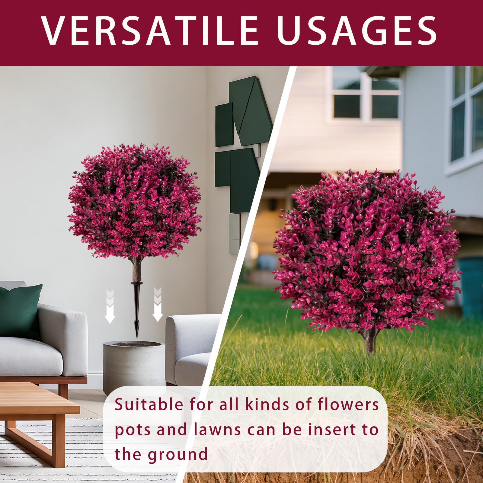 Two topiary balls from SylvanVerse for symmetrical outdoor entryway styling
