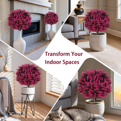 Outdoor porch display with SylvanVerse pink eucalyptus topiary ball