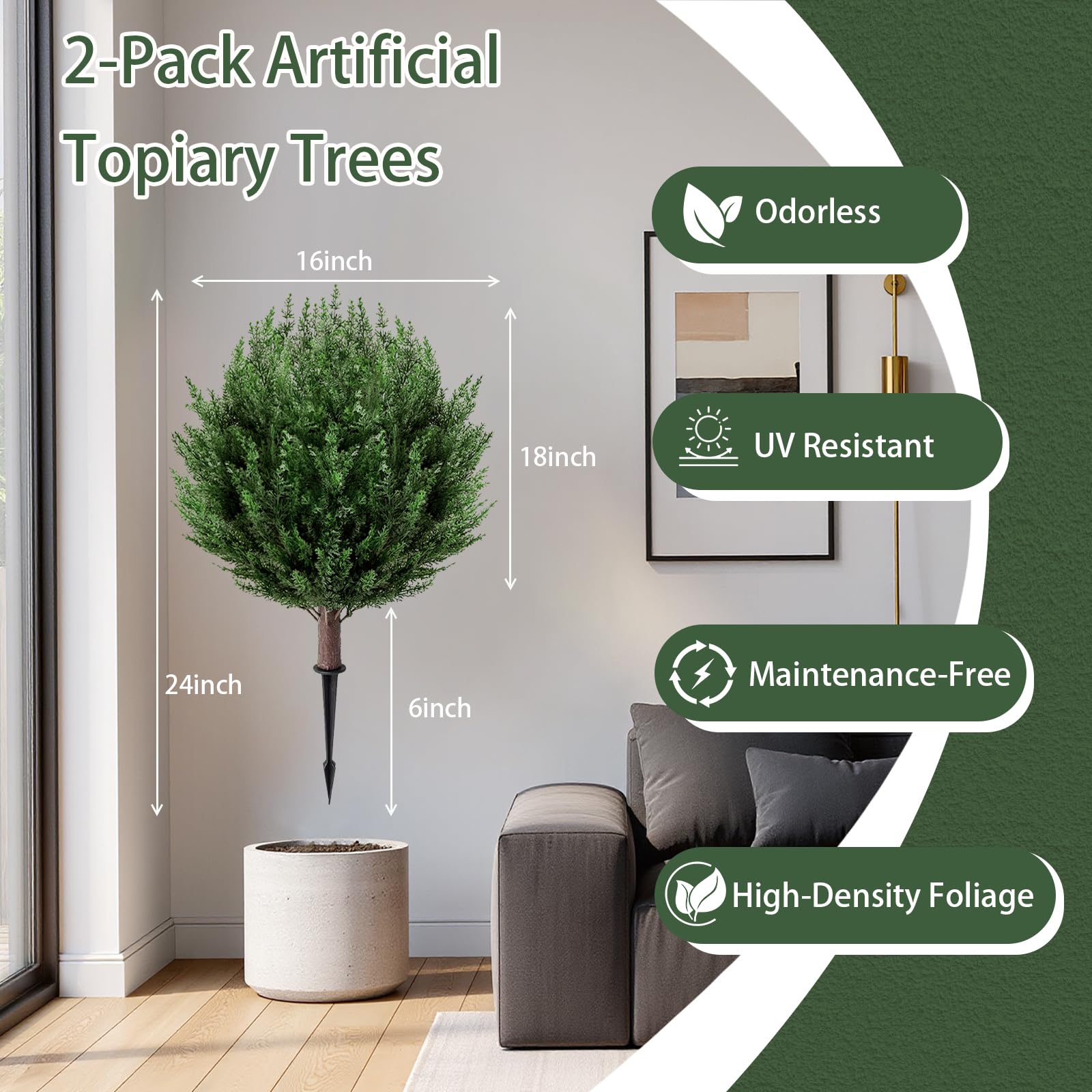 SylvanVerse faux cedar bush 2ft quick setup for patios and balconies.