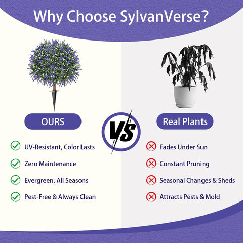 SylvanVerse UV-resistant lavender topiary ball for all-weather display.