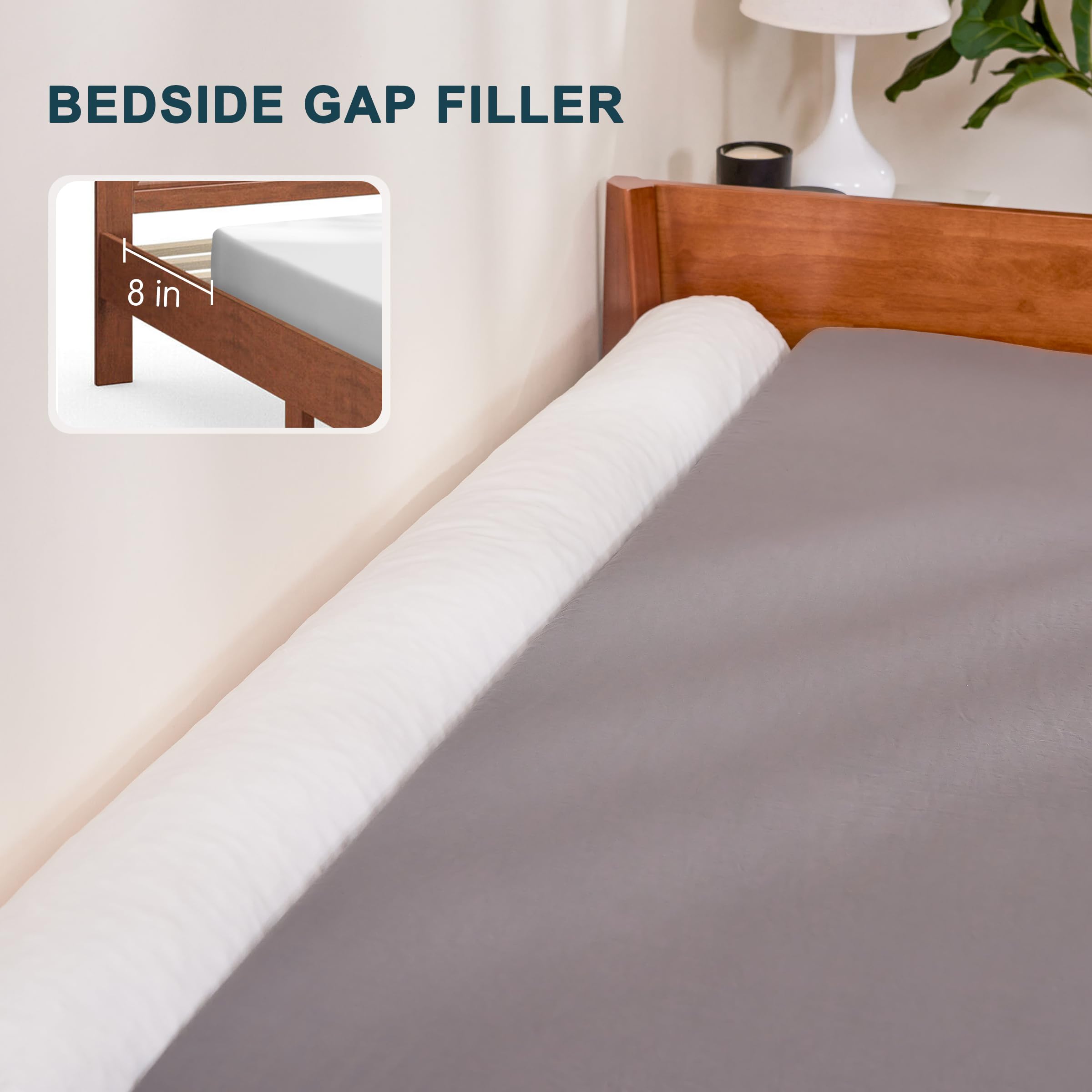 SyMax white round pillow on a queen bed for a tidy look and comfort.