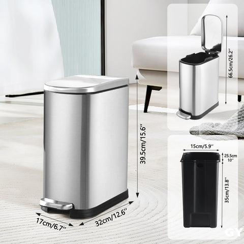 SYNCVIBE 3.5-gallon stainless steel bin fits compact spaces