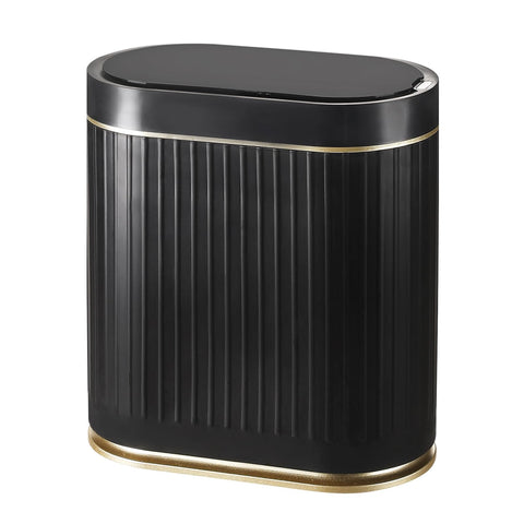 SYNCVIBE bathroom sensor bin lid opens hands-free for quick disposal.