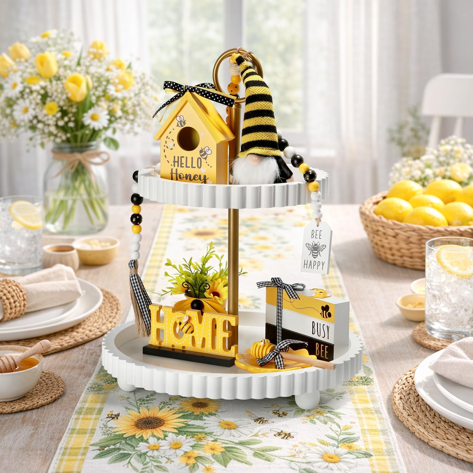 SYNCVIBE Bee gnome figurine adds whimsical focal point to tabletops.