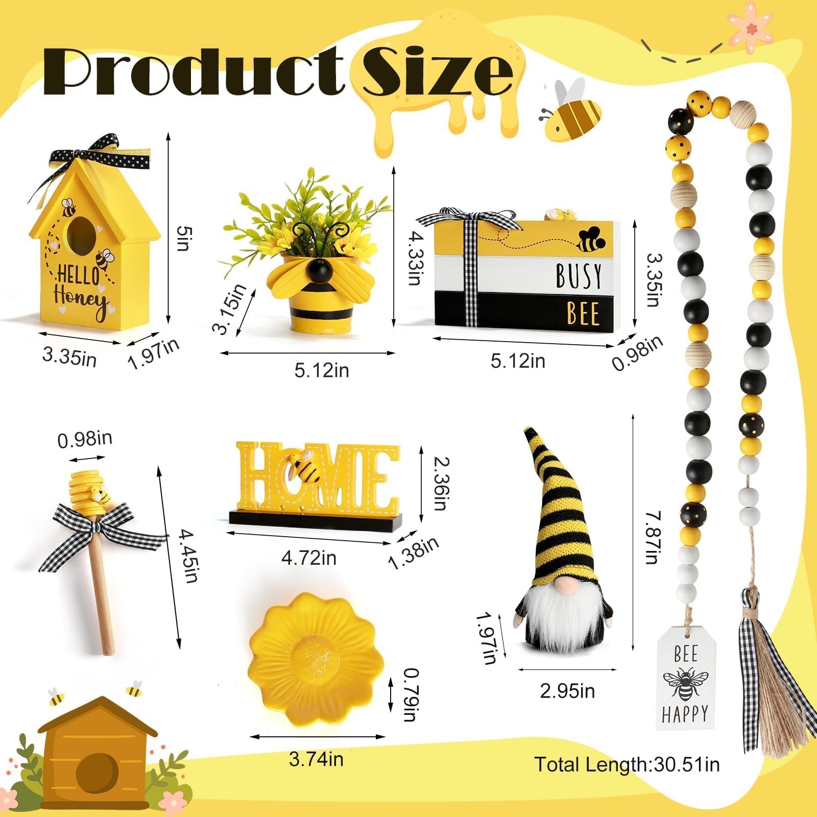 SYNCVIBE Busy Bee wooden block provides a playful shelf accent.