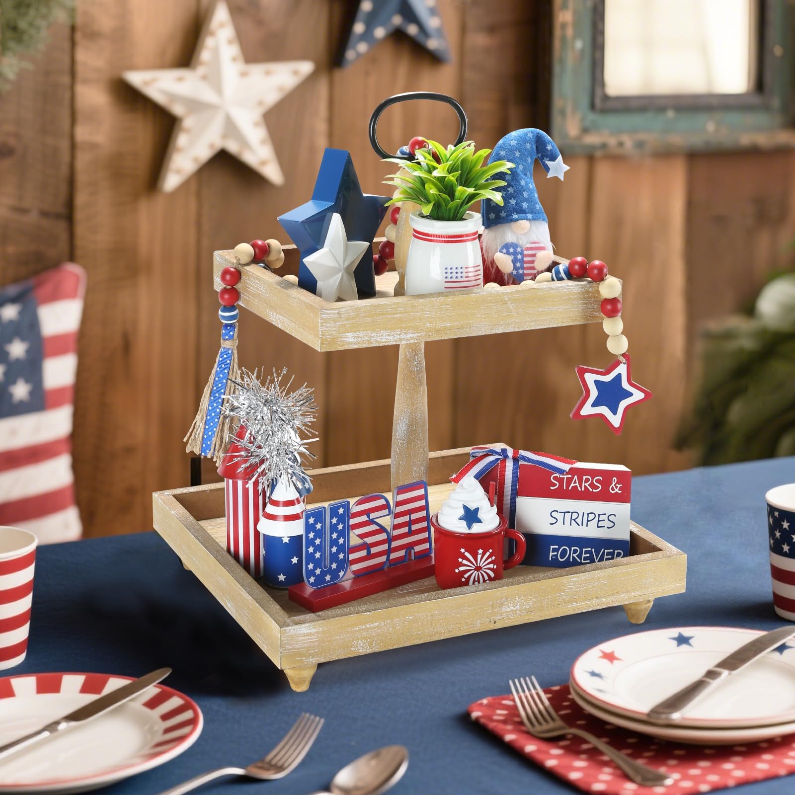 SYNCVIBE fireworks and banners wooden decor brightens any display