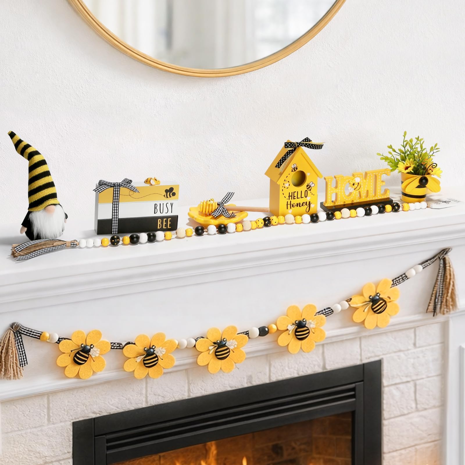 SYNCVIBE Honey dipper plate anchors a rustic centerpiece on counters.