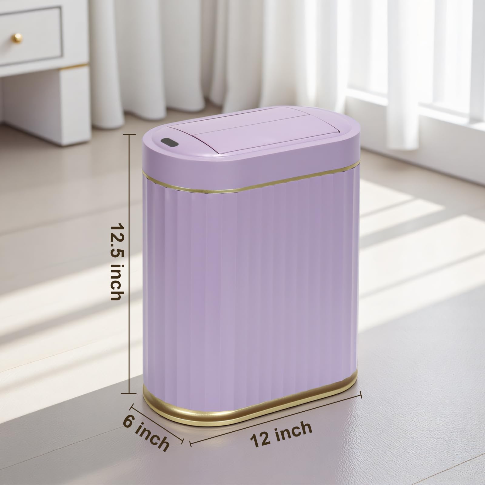 SYNCVIBE motion-sensor activation demonstrates quick hands-free lid opening for easy disposal.