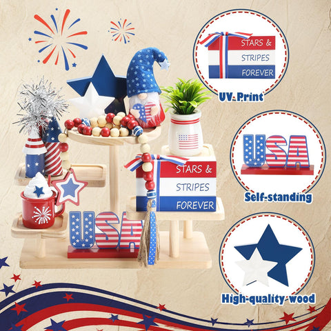 SYNCVIBE patriotic banner tray ornament for mantel and desk