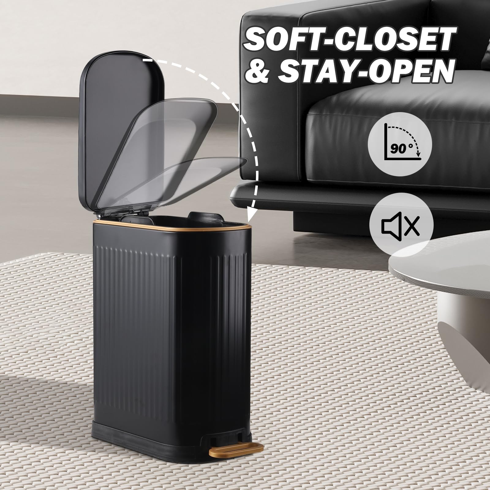 SYNCVIBE Slim trash can anti-fingerprint matte finish stays clean