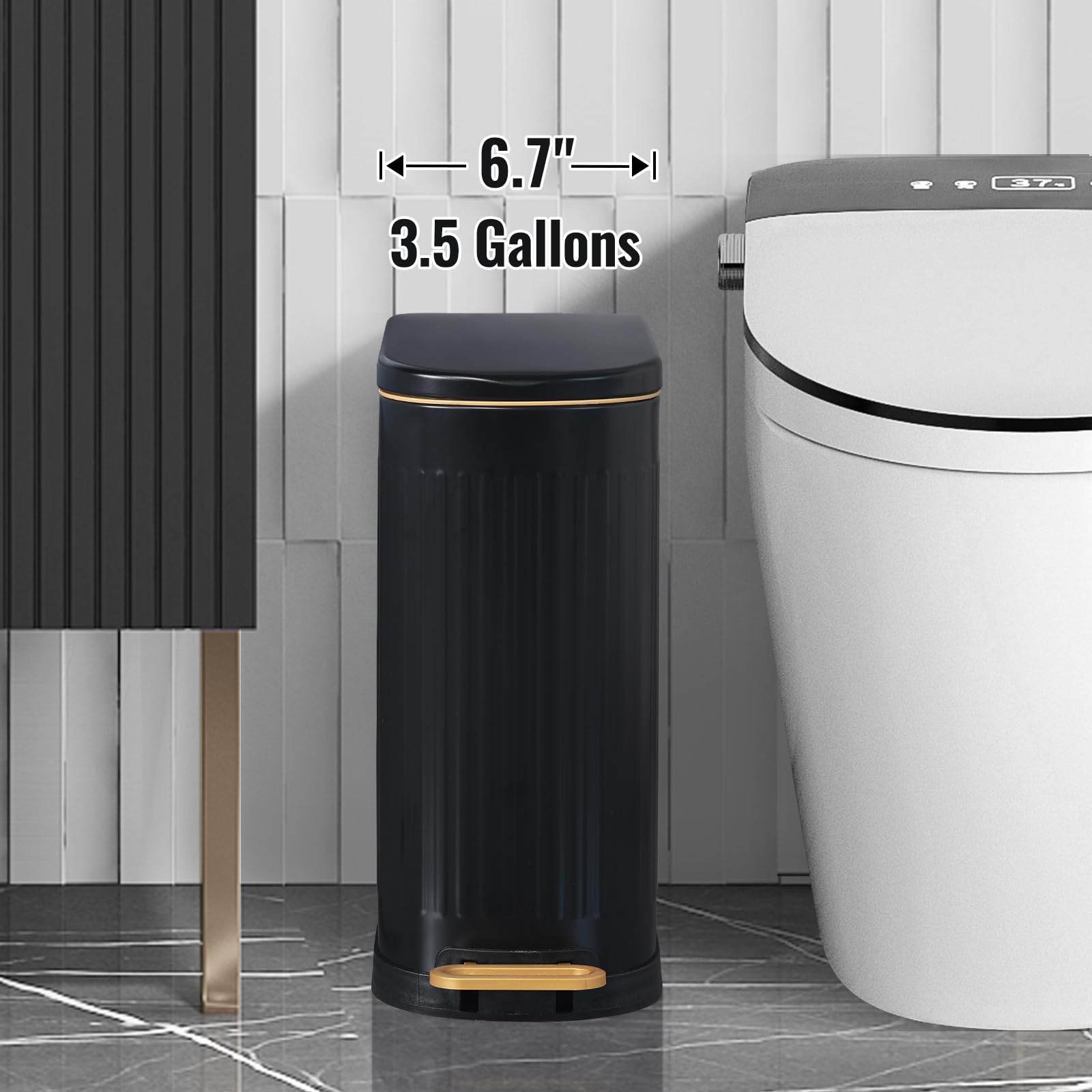 SYNCVIBE Slim trash can pedal action enables hands-free use