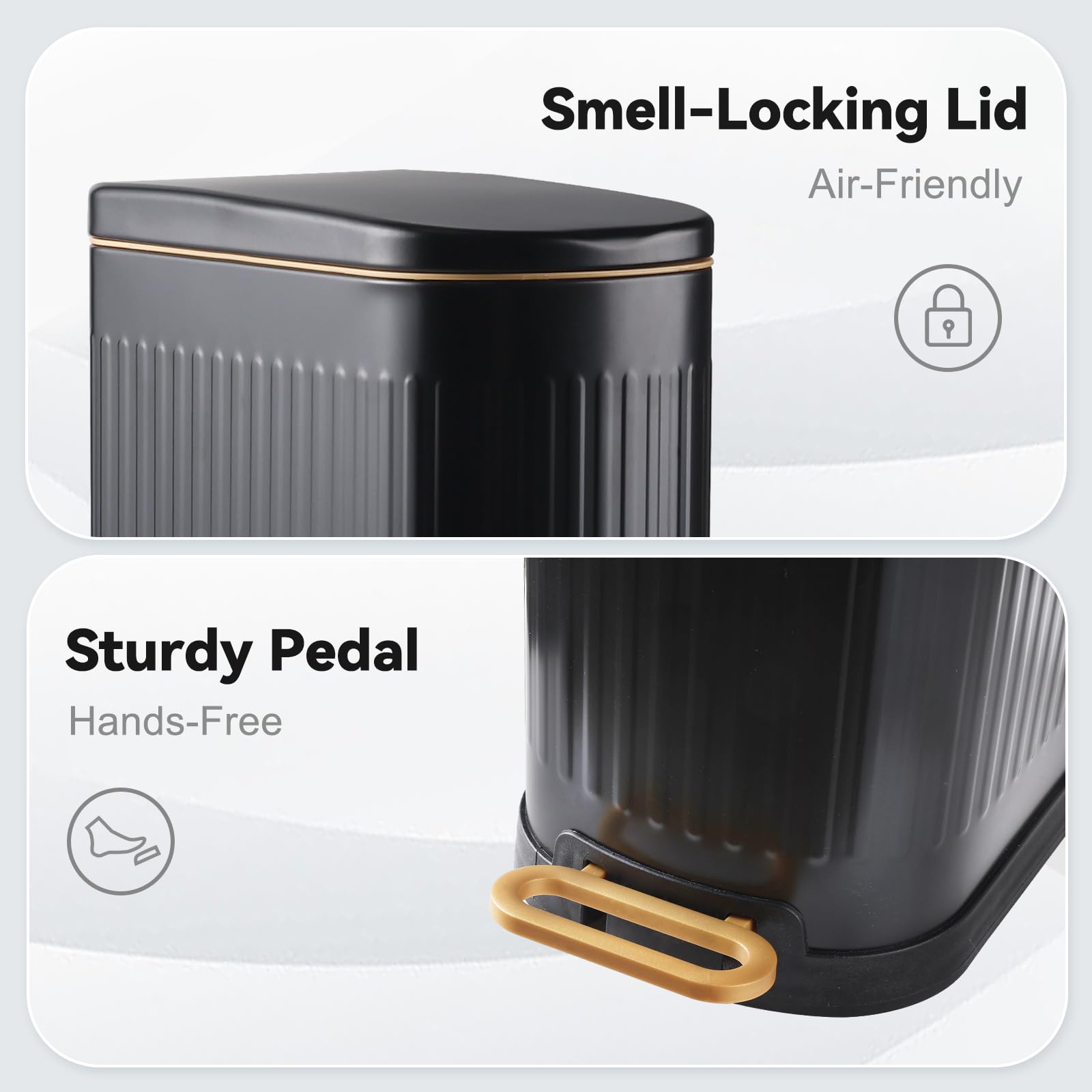 SYNCVIBE Slim trash can stainless steel body blends with modern spaces