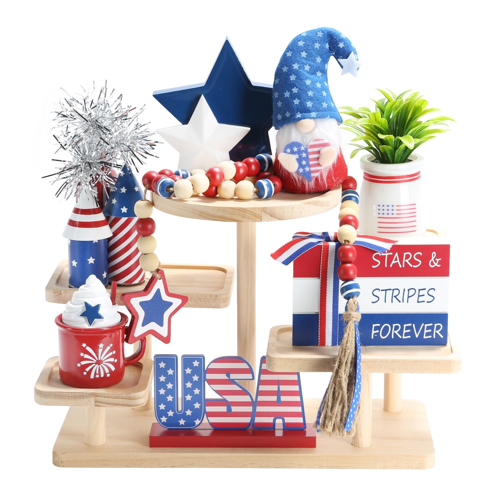 SYNCVIBE USA flag banner decor for tiered trays enhances festive tables
