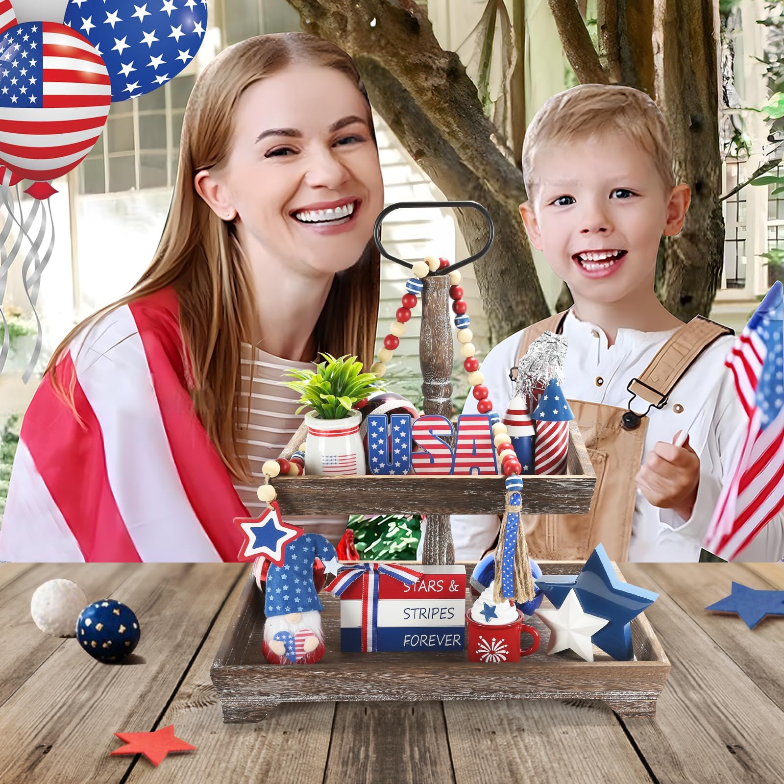 SYNCVIBE USA letter sign decor perfect for 4th July centerpieces